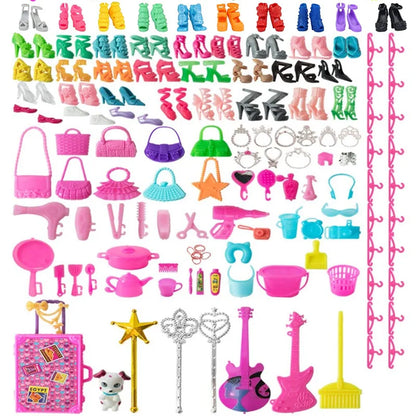 40 pçs pçs/set barbies boneca roupas maiôs biquíni acessórios para barbie boneca sapatos botas de skate para barbie boneca acessórios