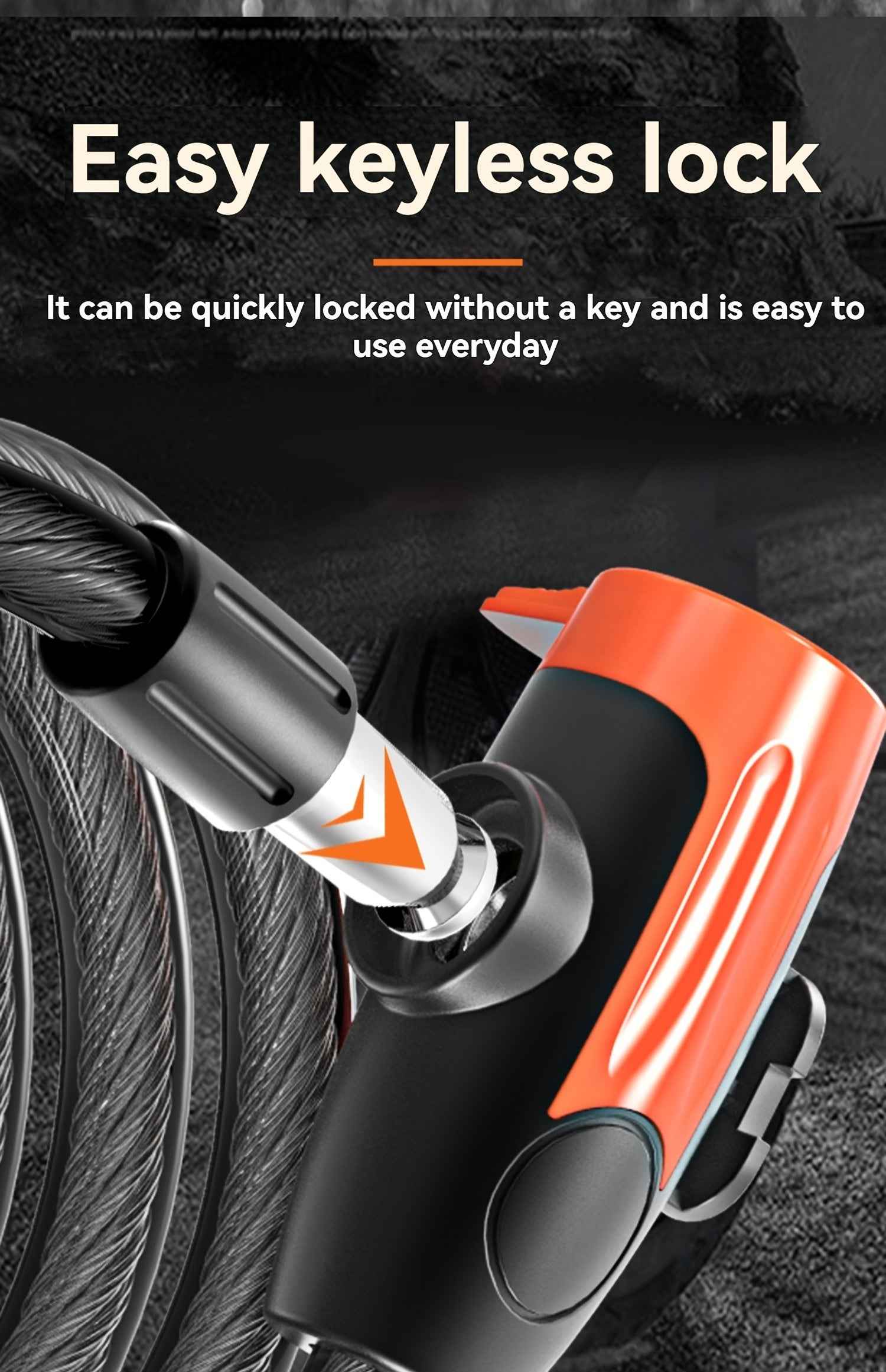 High-Security Bike Cable Lock with Key, Brushed PVC Finish, Anti-Theft Shear-Resistant, Waterproof, 12mm Thick, 125cm Length with Mounting Bracket