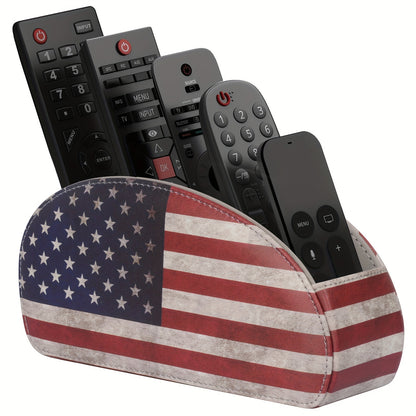 Soporte para control remoto con 5 compartimentos: caja de cuero sintético para almacenamiento en escritorio, ideal para TV, DVD, Blu-ray, reproductor multimedia y controladores de calefacción. Organizador de escritorio y cajones para el hogar.