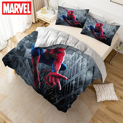 Authorized 3pcs Marvel Spiderman Bedding Set Featuring 1 Duvet Cover And 2 Pillowcases, Providing a Soft And Cozy Bedding Option for Bedrooms, Guest Rooms, And Dorm Decor.