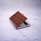 Custom Engraved Men's Business Card Holder - Vintage Style, Large Capacity, Solid Wood Grain Design in Deep Brown