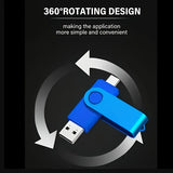 Multi-Capacity USB Flash Drive 2 in 1 Type-C and USB 2.0 OTG Pen Drive – 256GB, 128GB, 4GB High Speed Memory Stick