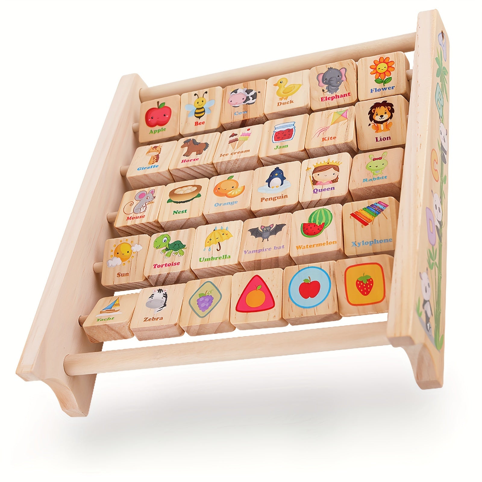 [Llegada rápida] YIDIEMO Bloques de madera del alfabeto y ábaco: juguete de actividades para el aprendizaje temprano de los más pequeños, perfecto para cumpleaños, Halloween y regalos de Navidad.