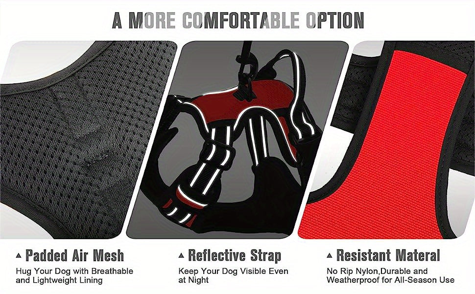 No Pull Dog Harness Front Clip Heavy Duty Reflective Easy Control Handle For Large Dog Walking