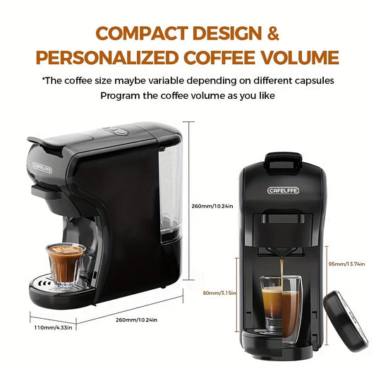 CAFELFFE 3-in-1 Capsule Coffee Machine, temperature control (hot/cold), heating, compatible with Dolce Gusto and Ground Coffee, Automatic Coffee Maker for the Home Kitchen, Great gift for Halloween, Christmas or New Year