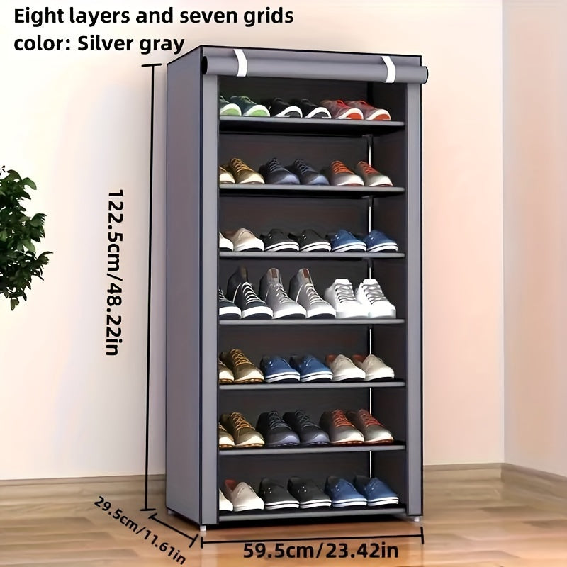 Freestanding Metal Shoe Rack Organizer with Dustproof Cover | 6-10 Tier Vertical Storage | Easy-to-Assemble | Shoe Organizer for Entryway, Bedroom, Living Room | Home & Dorm Organization System | Lightweight Under 13.61 KG |