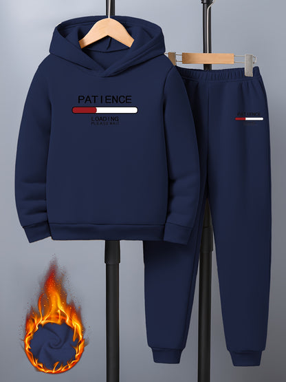 Boys' 2-Piece Set, Casual Long Sleeve Hoodie and Joggers, Cartoon Print, Polyester, Stretch Fabric, Regular Fit, Knit, for Fall/Winter, Kids Fashion Outfit, For Outdoor