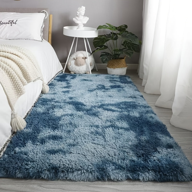 1pc Soft Fluffy Shaggy Area Rug, Geometric-Patterned Coral Fleece Carpet, Non-Slip Knit Fabric, Polyester, Rectangle Bath Rug, 450gsm, 4.5cm Thick, Machine Washable for Living Room and Bedroom
