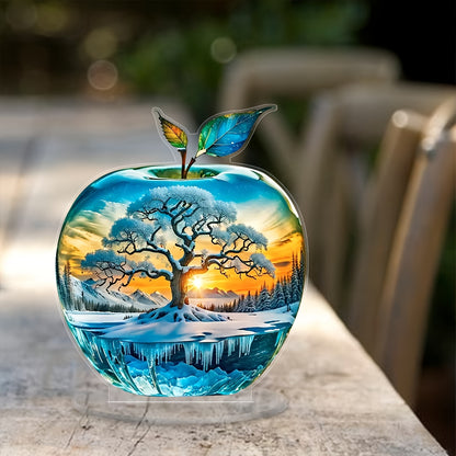 Sunset Tree of Life Acrylic Desk Ornament - Create a Serene Atmosphere, Perfect for Home &amp; Garden Decor, Bedroom, Living Room, Kitchen - Includes Stand