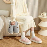 Casual Cartoon Plush Slippers - Comfy Fabric-Lined Home Shoes with Soft EVA Sole, Slip On Round Toe Winter Indoor Footwear, Sun Exposure Resistant, Unisex