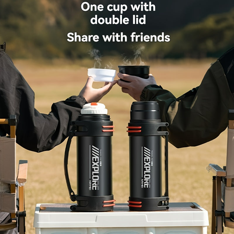 NRMEI Large Stainless Steel Insulated Water Bottle - 1L/2L/3L Capacity, Portable & Durable for Outdoor Activities, Travel, and Construction Sites