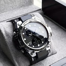 Simple Large Dial Waterproof Calendar Luminous Multi-function Dual Display Watch, Men's Business Sports Outdoor School Supplies Gift