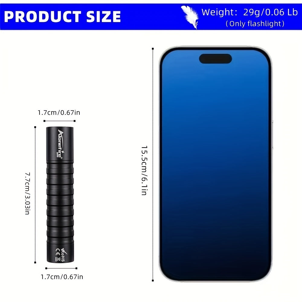 Mini linterna LED UV AloneFire: luz negra dual de 365 nm/395 nm, recargable por USB, linterna de bolsillo de alto brillo para tinta invisible, esmalte de uñas, manchas de mascotas y más.