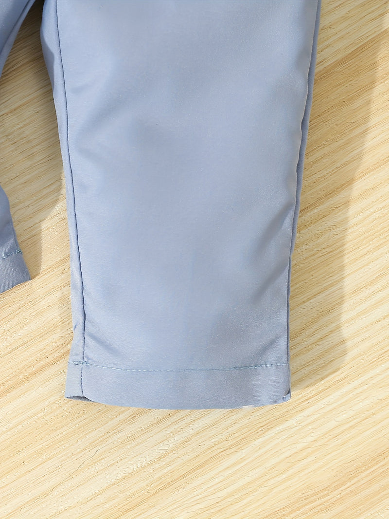 Conjunto de caballero para bebé primavera/otoño: mono con pajarita, pantalón con tirantes y gorro. Traje para bebé y niño pequeño para ocasiones formales al aire libre, fotografía, cumpleaños y bodas. Ropa de exterior.