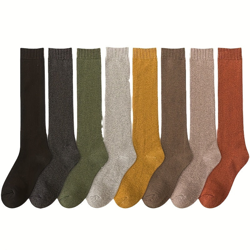 5 Pairs of Mixed Color Random Length Stockings-LJM-Autumn and Winter Thickened Warm Combination Socks