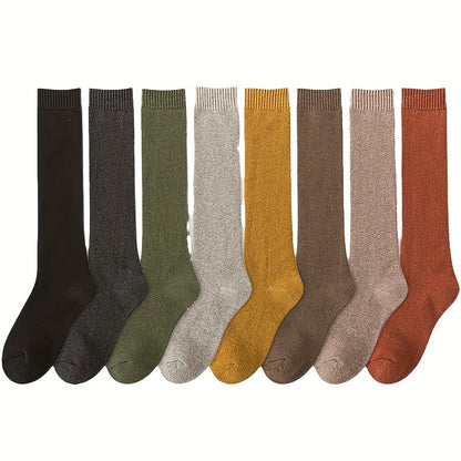 5 Pairs of Mixed Color Random Length Stockings-LJM-Autumn and Winter Thickened Warm Combination Socks