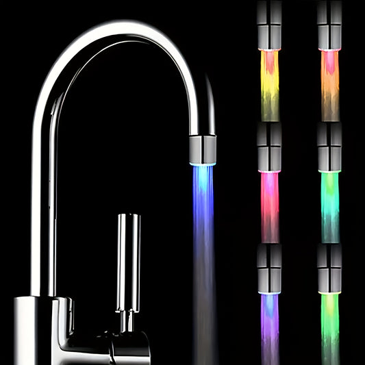 1pc Gradient LED Faucet Light, Color Changing Water Stream, Plastic Material, Fixed LED Tap for Kitchen & Bathroom Sink Ideal for Christmas, New Year Decoration, Valentine's Gift