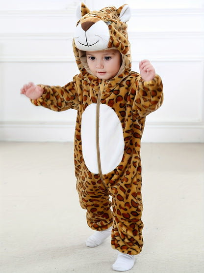 Lindo disfraz de Halloween de animalito bebé: mono unisex con capucha de dibujos animados para cosplay de niños pequeños y atuendo cálido.
