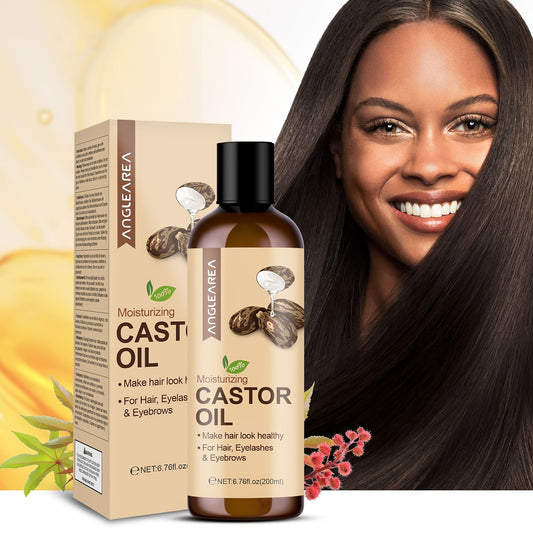200ml/6.76fl.oz Castor Oil For Hair, Eyelashes & Eyebrows, Cold-Pressed Unrefined, Essential Oil For Dry Hair, Skin & Nail Care