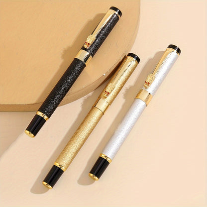 Ergonomic Matte Metal Fountain Pen with Iridium Nib 0.5mm - Perfect for Business & Office, Daily Writing, Calligraphy Practice, Business Writing Tool | Decorative Pen Design | Intricate Clip Detailing