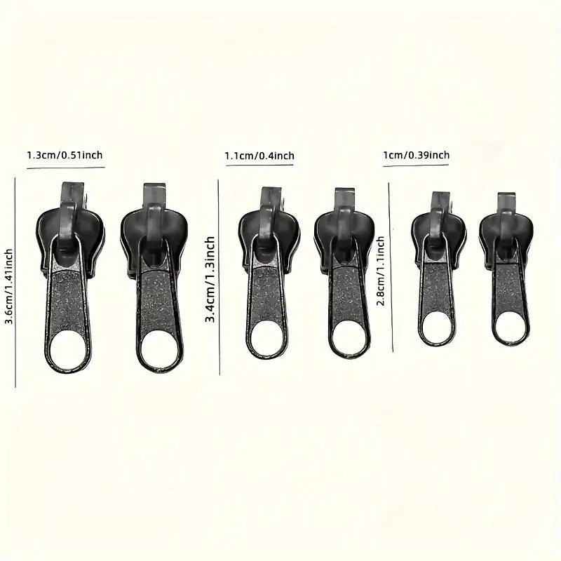 3/6/12pcs Instant Zipper Repair Kit, with Universal Design and Multiple Sizes, Portable Fast Repair Buckle, Replace Zipper, Suitable for Luggage and Clothing, Black