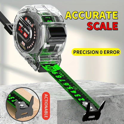 High-Precision Self-Locking Fluorescent Steel Tape Measure Set - 5.0meter & 7.0meter, Durable, Anti-Drop Design with Protective Case, Ideal for Home Use