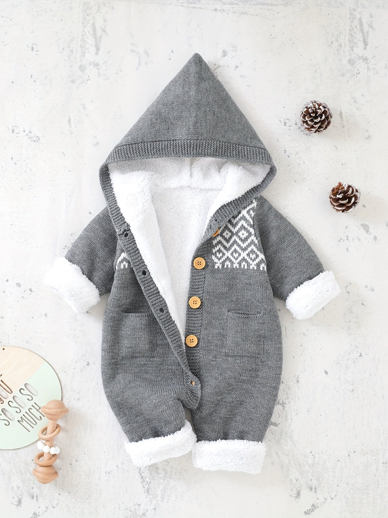 Mono de punto para recién nacidos, niños y niñas, con pantalones y capucha de manga larga