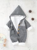 Mono de punto para recién nacidos, niños y niñas, con pantalones y capucha de manga larga