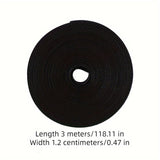 300cm Black Nylon Cable Organizer Roll - Versatile Cord Management for Travel, Outdoor & Home Use with Hook and Loop Fastening Straps