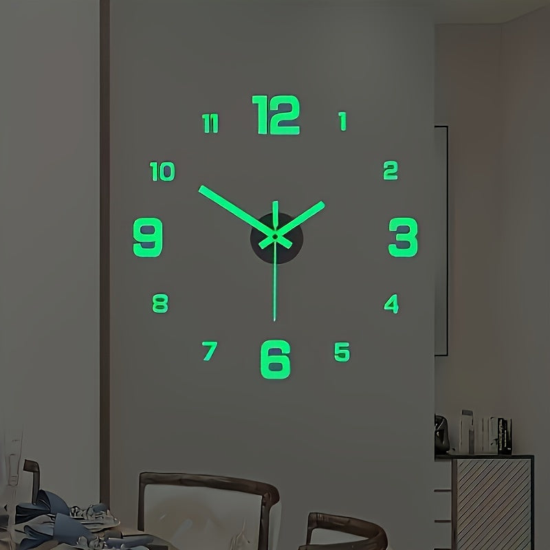 Nordic Style Living Room Wall Clock, DIY Silent Self-adhesive Wall Clock Decoration, Simple Cover Decoration Clock, Silent Digital Wall Sticker Clock, Acrylic Creative Clock, Living Room Bedroom Wall Sticker Creative Clock (b