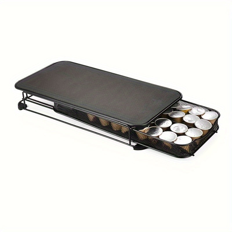 1pc, Iron Coffee Capsule Storage Box, 40-Capsule Capacity, European Style, Nespresso Compatible, Kitchen and Coffee Machine Accessory Drawer, Home and Restaurant Use