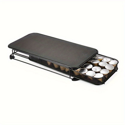 1pc, Iron Coffee Capsule Storage Box, 40-Capsule Capacity, European Style, Nespresso Compatible, Kitchen and Coffee Machine Accessory Drawer, Home and Restaurant Use