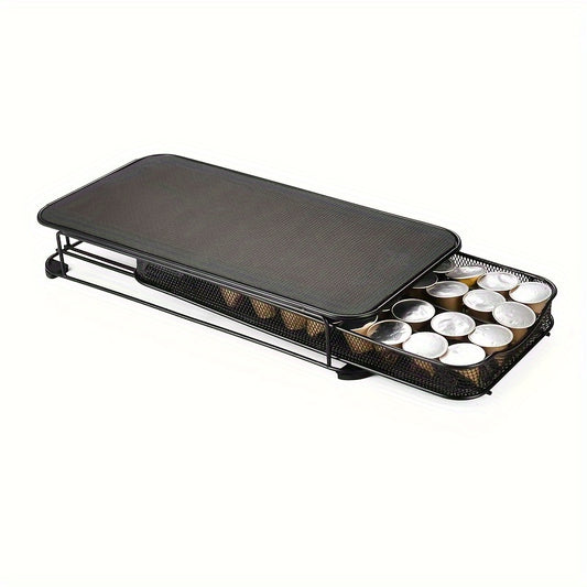 1pc, Iron Coffee Capsule Storage Box, 40-Capsule Capacity, European Style, Nespresso Compatible, Kitchen and Coffee Machine Accessory Drawer, Home and Restaurant Use