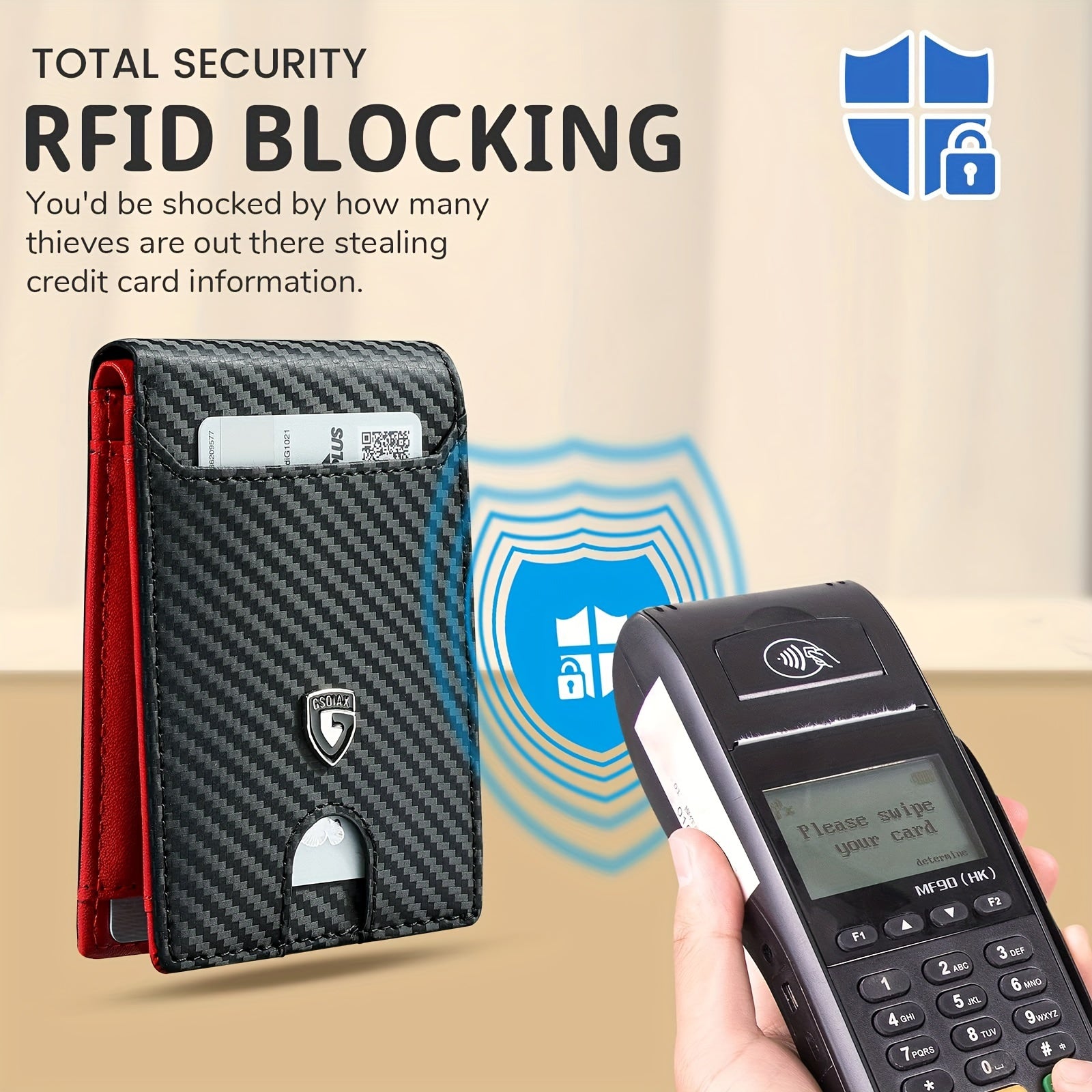 1pc Men's Ultra-thin Wallet, Simple Microfiber Rfid Blocking Double Folding Credit Card Holder