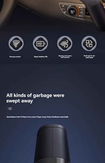 2-in-1 Wireless Car Vacuum Cleaner: 4000mAh Battery, 35dB Noise Level, 0-200W Power, ≥0.4L Dust Cup Capacity