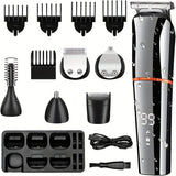 Recortador de barba para hombre, inalámbrico, para bigote, nariz, orejas, rostro, kit de aseo todo en uno, recargable por USB y con pantalla LED (1 juego)