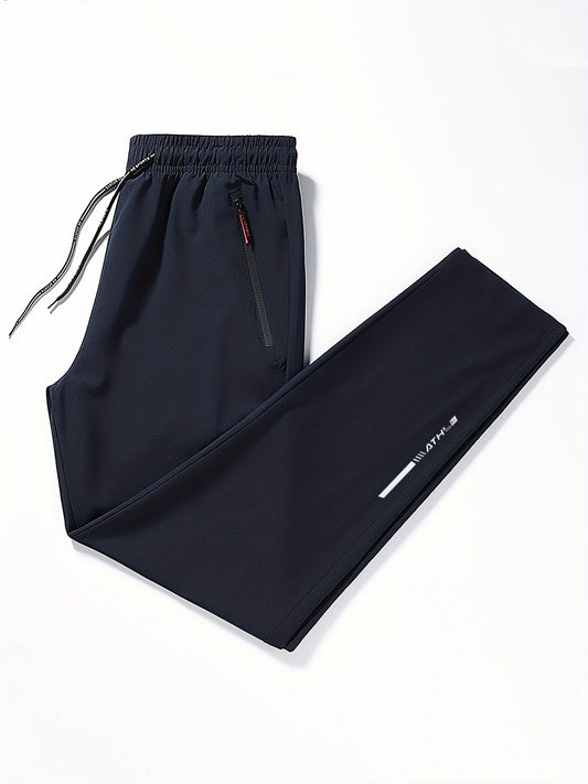 Men's Alphabet Print Activewear Sports Pants, Drawstring Quick Dry Athletic Trousers, Athletic Joggers For Men Summer Autumn Gym Fitness Workout