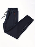Pantalones deportivos con estampado del alfabeto para hombre, de secado rápido y con cordón, ideales para gimnasio, fitness y verano o otoño.