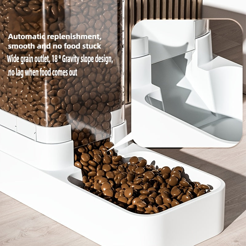 Set of Plastic Gravity Feeders for Dogs, Including Automatic Food And Water Dispenser, Without Battery