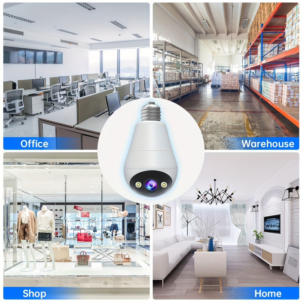 1pc 3MP Panoramic Light Bulb Security Camera, Wireless 2.4G WiFi, PTZ 360° Rotation And 355° View, Two-Way Audio Full Color Night Vision Camera, Motion Detection With Speaker And SD Card Slot, For Home Surveillance