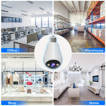 1pc 3MP Panoramic Light Bulb Security Camera, Wireless 2.4G WiFi, PTZ 360° Rotation And 355° View, Two-Way Audio Full Color Night Vision Camera, Motion Detection With Speaker And SD Card Slot, For Home Surveillance