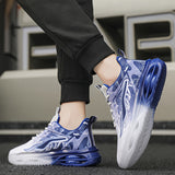 Men's Durable Running Shoes, Comfy Sneakers For Outdoor Workout Training, With Trendy Gradient Color Fire Pattern