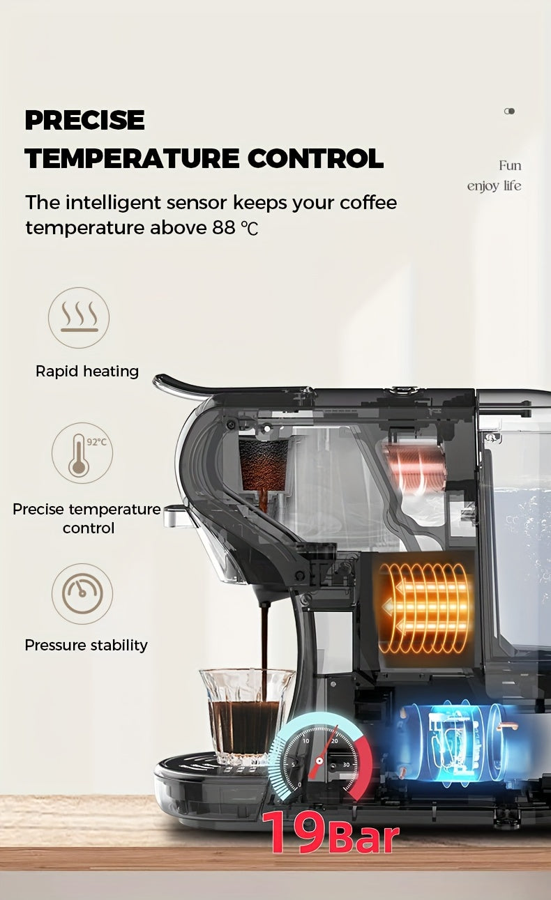Cafetera de cápsulas 3 en 1 CAFELFFE, control de temperatura (caliente/frío), calentamiento, compatible con Dolce Gusto y café molido, cafetera automática para la cocina del hogar, gran regalo para Halloween, Navidad o Año Nuevo