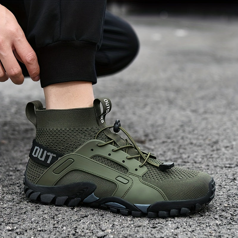 Men's Trendy Breathable Sneakers, Wear-resistant Non-Slip Outdoor Shoes For Hiking Fishing