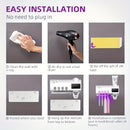 1pc Smart UV Disinfecting Toothbrush Holder with Solar Panel, Wall-Mounted 4-Slot Toothbrush Sanitizer and Squeegee Toothpaste Dispenser, Automatic Power-Off, Bathroom Accessory, No-Drill Installation, USB Rechargeable Lithiu