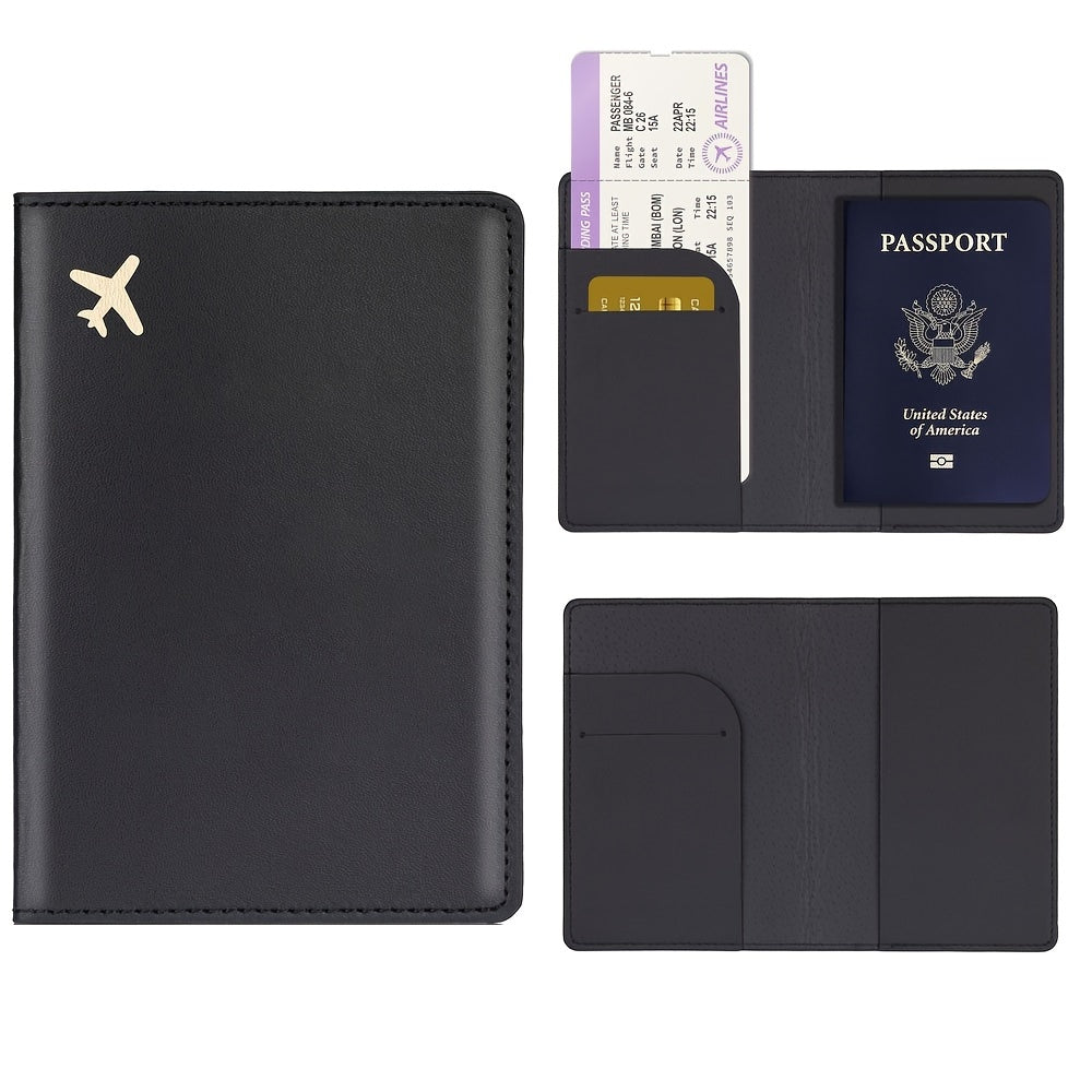 Minimalist Faux Leather Passport Cover with Custom Name - RFID Blocking, Water-Resistant Travel Wallet Card Holder for Men and Women, Lightweight Unlined Passport Pouch for Vacation