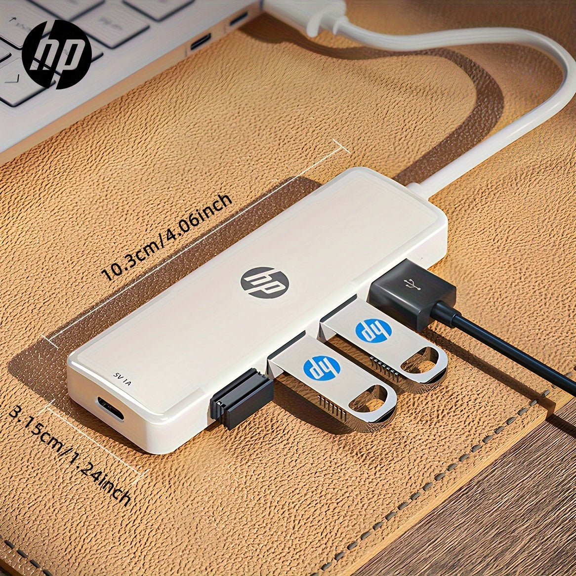Concentrador USB HP 4 en 1, base de expansión portátil, compatible con portátiles, interfaz USB-A 2.0, Plug and Play, alimentación por USB, voltaje de funcionamiento de hasta 36 V - Modelo DHC-CT100D (194U2AA)