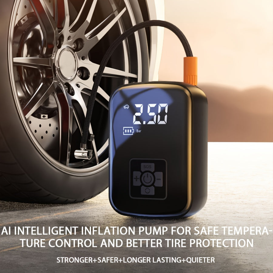 1pc Portable Car Air Compressor Inflator Wireless & Wired Handheld Pump Light Suitable For Tire Inflation And Compression Of Cars And Motorcycles