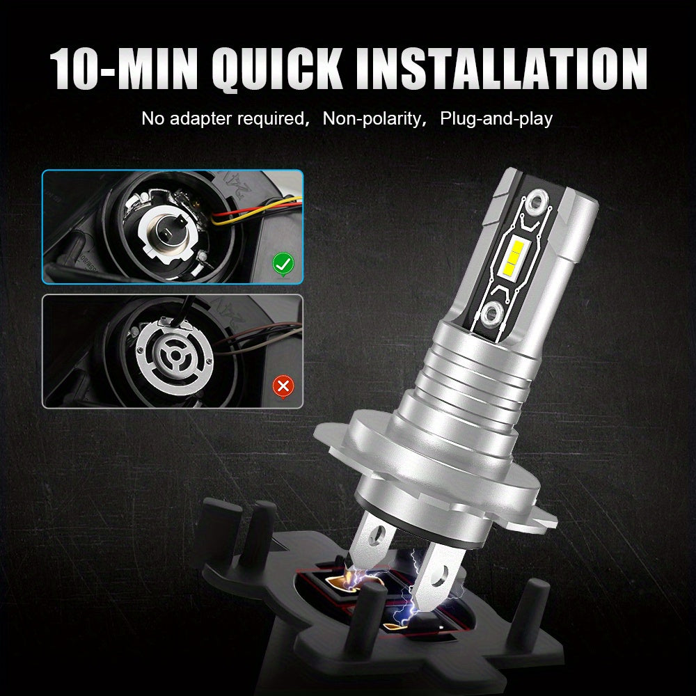 2 bombillas LED H7 para faros delanteros, chips CANbus 5530, 18000 lm, 60 W, 6000 K, blanco superbrillante, para coche, camión y motocicleta.
