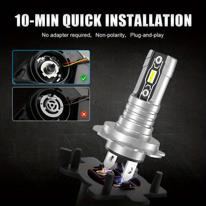 2 bombillas LED H7 para faros delanteros, chips CANbus 5530, 18000 lm, 60 W, 6000 K, blanco superbrillante, para coche, camión y motocicleta.